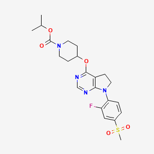 molecular formula C22H27FN4O5S B1672349 1-Methylethyl 4-({7-[2-fluoro-4-(methylsulfonyl)phenyl]-6,7-dihydro-5H-pyrrolo[2,3-d]pyrimidin-4-yl}oxy)-1-piperidinecarboxylate CAS No. 1001397-20-1