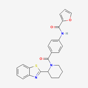 molecular formula C24H21N3O3S B1672354 N-(4-(2-(Benzo[d]thiazol-2-yl)piperidine-1-carbonyl)phenyl)furan-2-carboxamide CAS No. 878409-65-5