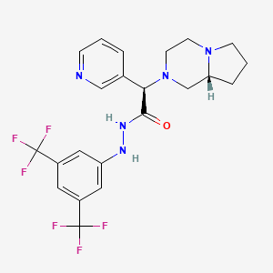 molecular formula C22H23F6N5O B1672356 (2R)-2-[(8aR)-3,4,6,7,8,8a-hexahydro-1H-pyrrolo[1,2-a]pyrazin-2-yl]-N'-[3,5-bis(trifluoromethyl)phenyl]-2-pyridin-3-ylacetohydrazide CAS No. 1092476-84-0