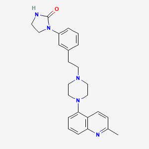 molecular formula C25H29N5O B1672357 1-(3-(2-(4-(2-Methyl-5-quinolinyl)-1-piperazinyl)ethyl)phenyl)-2-imidazolidinone CAS No. 844903-58-8