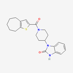 molecular formula C22H25N3O2S B1672358 3-[1-(5,6,7,8-tetrahydro-4H-cyclohepta[b]thiophene-2-carbonyl)piperidin-4-yl]-1H-benzimidazol-2-one CAS No. 924377-85-5