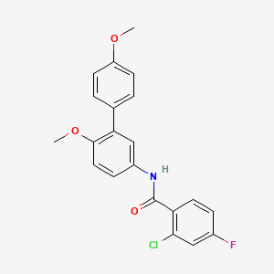 molecular formula C21H17ClFNO3 B1672361 2-chloro-4-fluoro-N-[4-methoxy-3-(4-methoxyphenyl)phenyl]benzamide CAS No. 930470-97-6