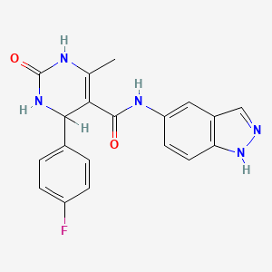 molecular formula C19H16FN5O2 B1672363 4-(4-fluorophenyl)-N-(1H-indazol-5-yl)-6-methyl-2-oxo-1,2,3,4-tetrahydropyrimidine-5-carboxamide CAS No. 817194-38-0