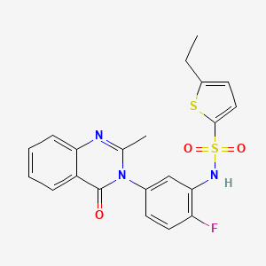 molecular formula C21H18FN3O3S2 B1672369 5-Ethyl-N-[2-fluoro-5-(2-methyl-4-oxo-3(4H)-quinazolinyl)phenyl]-2-thiophenesulfonamide CAS No. 899758-61-3