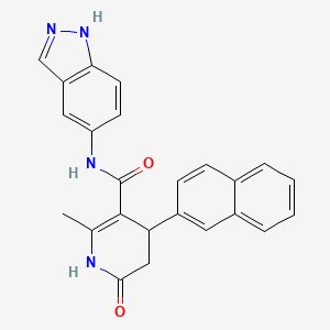molecular formula C24H20N4O2 B1672377 N-(1H-indazol-5-yl)-2-methyl-4-(naphthalen-2-yl)-6-oxo-1,4,5,6-tetrahydropyridine-3-carboxamide CAS No. 864082-23-5