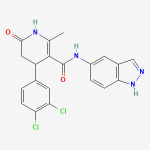 molecular formula C20H16Cl2N4O2 B1672378 4-(3,4-dichlorophenyl)-N-1H-indazol-5-yl-2-methyl-6-oxo-1,4,5,6-tetrahydropyridine-3-carboxamide CAS No. 864082-35-9