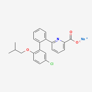 molecular formula C22H19ClNNaO3 B1672382 2-Pyridinecarboxylic acid, 6-(5'-chloro-2'-(2-methylpropoxy)(1,1'-biphenyl)-2-yl)-, sodium salt CAS No. 869499-38-7