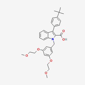 molecular formula C32H37NO6 B1672384 1H-Indole-2-carboxylic acid, 1-((3,5-bis(2-methoxyethoxy)phenyl)methyl)-3-(4-(1,1-dimethylethyl)phenyl)- CAS No. 1010412-80-2