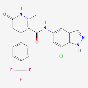 molecular formula C21H16ClF3N4O2 B1672388 N-(7-chloro-1H-indazol-5-yl)-6-methyl-2-oxo-4-[4-(trifluoromethyl)phenyl]-3,4-dihydro-1H-pyridine-5-carboxamide CAS No. 864082-48-4