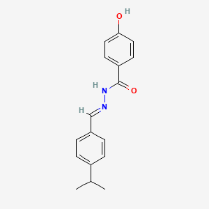 molecular formula C17H18N2O2 B1672389 4-hydroxy-N-[(E)-(4-propan-2-ylphenyl)methylideneamino]benzamide CAS No. 101574-65-6