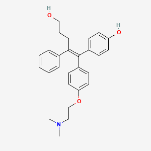 molecular formula C27H31NO3 B1672391 (Z)-4-(1-{4-[2-(Dimethylamino)ethoxy]phenyl}-5-hydroxy-2-phenylpent-1-enyl)phenol CAS No. 877387-37-6