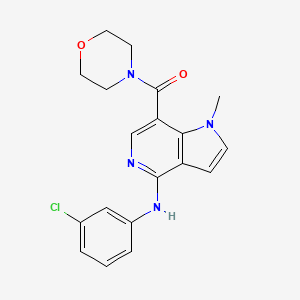 molecular formula C19H19ClN4O2 B1672392 Methanone, (4-((3-chlorophenyl)amino)-1-methyl-1H-pyrrolo(3,2-C)pyridin-7-yl)-4-morpholinyl- CAS No. 871819-90-8