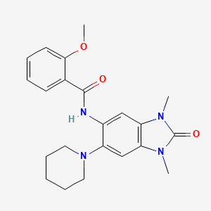 molecular formula C22H26N4O3 B1672394 N-(1,3-dimethyl-2-oxo-6-piperidin-1-ylbenzimidazol-5-yl)-2-methoxybenzamide CAS No. 901245-65-6