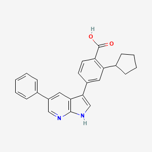 molecular formula C25H22N2O2 B1672397 2-cyclopentyl-4-(5-phenyl-1H-pyrrolo[2,3-b]pyridin-3-yl)benzoic acid CAS No. 890842-28-1