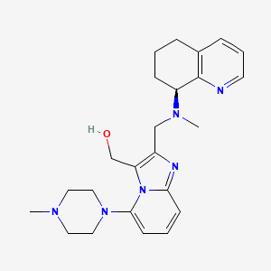 molecular formula C24H32N6O B1672401 (5-(4-Methyl-1-piperazinyl)-2-((methyl((8S)-5,6,7,8-tetrahydro-8-quinolinyl)amino)methyl)imidazo(1,2-a)pyridin-3-yl)methanol CAS No. 878197-98-9