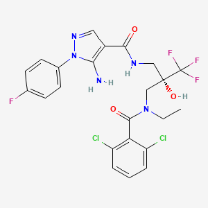 molecular formula C23H21Cl2F4N5O3 B1672403 5-Amino-N-[(2s)-2-({[(2,6-Dichlorophenyl)carbonyl](Ethyl)amino}methyl)-3,3,3-Trifluoro-2-Hydroxypropyl]-1-(4-Fluorophenyl)-1h-Pyrazole-4-Carboxamide CAS No. 960248-81-1