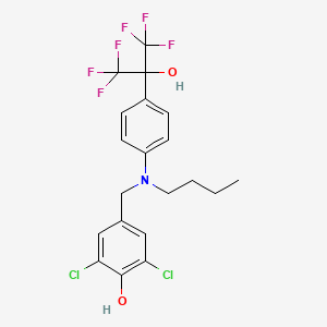 molecular formula C20H19Cl2F6NO2 B1672407 4-[[Butyl[4-[2,2,2-trifluoro-1-hydroxy-1-(trifluoromethyl)ethyl]phenyl]amino]methyl]-2,6-dichlorophenol CAS No. 928035-84-1