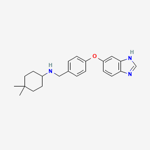 molecular formula C22H27N3O B1672408 Benzenemethanamine, 4-(1H-benzimidazol-6-yloxy)-N-(4,4-dimethylcyclohexyl)- CAS No. 934763-10-7