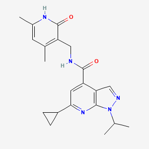 molecular formula C21H25N5O2 B1672411 6-cyclopropyl-N-[(4,6-dimethyl-2-oxo-1H-pyridin-3-yl)methyl]-1-propan-2-ylpyrazolo[3,4-b]pyridine-4-carboxamide CAS No. 923894-97-7