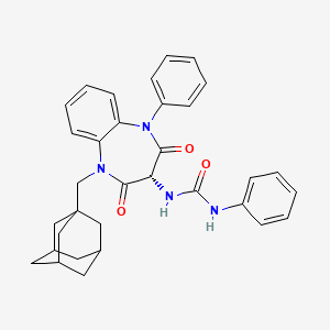 molecular formula C33H34N4O3 B1672444 1-[(3R)-1-(1-adamantylmethyl)-2,4-dioxo-5-phenyl-1,5-benzodiazepin-3-yl]-3-phenylurea CAS No. 167355-22-8