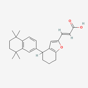 molecular formula C25H30O3 B1672449 2-Propenoic acid, 3-(4,5,6,7-tetrahydro-4-(5,6,7,8-tetrahydro-5,5,8,8-tetramethyl-2-naphthalenyl)-2-benzofuranyl)- CAS No. 503620-39-1
