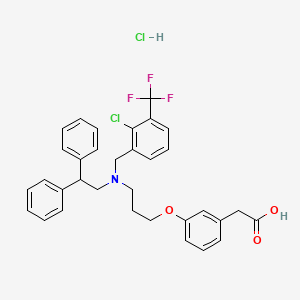 molecular formula C33H32Cl2F3NO3 B1672460 2-(3-(3-((2-Chloro-3-(trifluoromethyl)benzyl)(2,2-diphenylethyl)amino)propoxy)phenyl)acetic acid hydrochloride CAS No. 405911-17-3