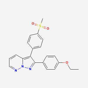 molecular formula C21H19N3O3S B1672462 2-(4-Ethoxyphenyl)-3-[4-(methylsulfonyl)phenyl]pyrazolo[1,5-b]pyridazine CAS No. 221148-46-5