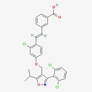 molecular formula C28H22Cl3NO4 B1672463 (E)-3-(2-chloro-4-((3-(2,6-dichlorophenyl)-5-isopropylisoxazol-4-yl)methoxy)styryl)benzoic acid CAS No. 278779-30-9