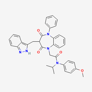 molecular formula C35H33N5O4 B1672469 2-[3-(2H-indazol-3-ylmethyl)-2,4-dioxo-5-phenyl-1,5-benzodiazepin-1-yl]-N-(4-methoxyphenyl)-N-propan-2-ylacetamide CAS No. 1356689-41-2