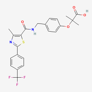 molecular formula C23H21F3N2O4S B1672471 2-甲基-2-(4-((4-甲基-2-(4-(三氟甲基)苯基)噻唑-5-甲酰胺)甲基)苯氧基)丙酸 CAS No. 622402-22-6