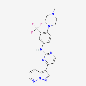 molecular formula C22H21F3N8 B1672478 GW779439X 