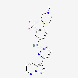 molecular formula C22H21F3N8 B1672478 N-[4-(4-methylpiperazin-1-yl)-3-(trifluoromethyl)phenyl]-4-pyrazolo[1,5-b]pyridazin-3-ylpyrimidin-2-amine CAS No. 551919-98-3