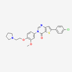 molecular formula C25H24ClN3O3S B1672480 噻吩并[3,2-d]嘧啶-4(3H)-酮，6-(4-氯苯基)-3-[3-甲氧基-4-[2-(1-吡咯烷基)乙氧基]苯基]- CAS No. 515141-51-2