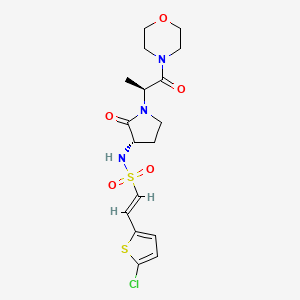 molecular formula C17H22ClN3O5S2 B1672481 2-(5-Chloro-2-Thienyl)-N-{(3s)-1-[(1s)-1-Methyl-2-Morpholin-4-Yl-2-Oxoethyl]-2-Oxopyrrolidin-3-Yl}ethenesulfonamide CAS No. 478644-12-1