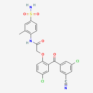 molecular formula C23H17Cl2N3O5S B1672482 2-{4-chloro-2-[(3-chloro-5-cyanophenyl)carbonyl]phenoxy}-N-(2-methyl-4-sulfamoylphenyl)acetamide CAS No. 329939-64-2