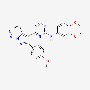 molecular formula C25H20N6O3 B1672483 N-(2,3-dihydro-1,4-benzodioxin-6-yl)-4-[2-(4-methoxyphenyl)pyrazolo[1,5-b]pyridazin-3-yl]pyrimidin-2-amine 