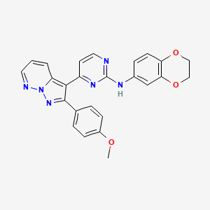 molecular formula C25H20N6O3 B1672483 N-(2,3-dihydro-1,4-benzodioxin-6-yl)-4-[2-(4-methoxyphenyl)pyrazolo[1,5-b]pyridazin-3-yl]pyrimidin-2-amine CAS No. 681432-07-5