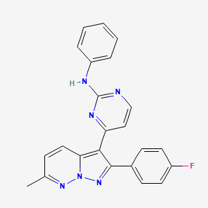 molecular formula C23H17FN6 B1672484 4-[2-(4-fluorophenyl)-6-methylpyrazolo[1,5-b]pyridazin-3-yl]-N-phenylpyrimidin-2-amine CAS No. 681432-85-9