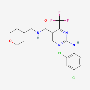 molecular formula C18H17Cl2F3N4O2 B1672485 2-((2,4-dichlorophenyl)amino)-N-((tetrahydro-2H-pyran-4-yl)methyl)-4-(trifluoromethyl)pyrimidine-5-carboxamide CAS No. 666260-75-9