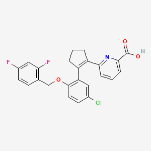 molecular formula C24H18ClF2NO3 B1672546 6-[2-[5-chloro-2-[(2,4-difluorophenyl)methoxy]phenyl]-1-cyclopentenyl]pyridine-2-carboxylic Acid CAS No. 612831-24-0