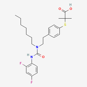molecular formula C26H34F2N2O3S B1672552 2-[4-[2-[(2,4-Difluorophenyl)carbamoyl-heptylamino]ethyl]phenyl]sulfanyl-2-methylpropanoic acid CAS No. 247923-29-1