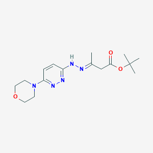 molecular formula C16H25N5O3 B1672556 3-(2-(6-Morpholino-3-pyridazinyl)hydrazinylidene)butyric acid tert-butyl ester CAS No. 69579-13-1