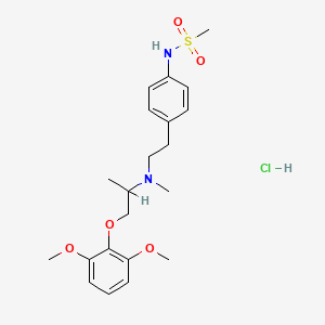 molecular formula C21H31ClN2O5S B1672561 Methanesulfonamide, N-(4-(2-((2-(2,6-dimethoxyphenoxy)-1-methylethyl)methylamino)ethyl)phenyl)-, monohydrochloride CAS No. 307556-59-8