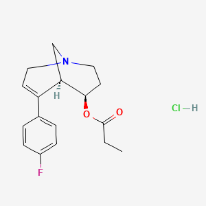 molecular formula C17H21ClFNO2 B1672565 4-Propionyloxy-6-(4-fluorophenyl)-1-azabicyclo(3.3.1)non-6-ene hydrochloride CAS No. 142999-59-5