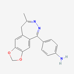 molecular formula C17H15N3O2 B1672566 4-(8-Methyl-9H-1,3-dioxolo(4,5-h)(2,3)benzodiazepin-5-yl)benzenamine CAS No. 102771-26-6