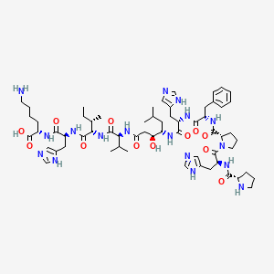 molecular formula C62H93N17O12 B1672578 H-Pro-His-Pro-Phe-His-Sta-Val-Ile-His-Lys-OH CAS No. 90145-64-5