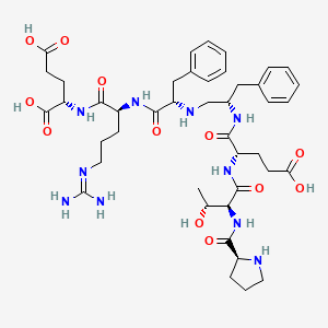molecular formula C43H62N10O12 B1672580 Pro-thr-glu-phe-CH2NH-phe-arg-glu CAS No. 100111-08-8