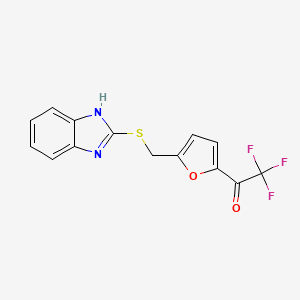 molecular formula C14H9F3N2O2S B1672586 1-(5-{[(1H-Benzimidazol-2-yl)sulfanyl]methyl}furan-2-yl)-2,2,2-trifluoroethan-1-one CAS No. 423731-10-6