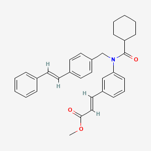 molecular formula C32H33NO3 B1672614 Methyl 3-(3-(N-(4-(styryl)benzyl)cyclohexanecarboxamido)phenyl)acrylate CAS No. 574013-68-6