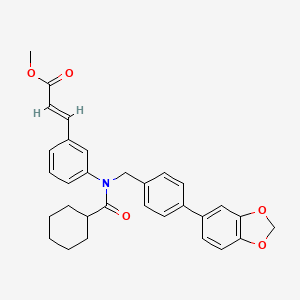 molecular formula C31H31NO5 B1672615 (E)-Methyl 3-(3-(N-(4-(benzo[d][1,3]dioxol-5-yl)benzyl)cyclohexanecarboxamido)phenyl)acrylate CAS No. 574013-67-5